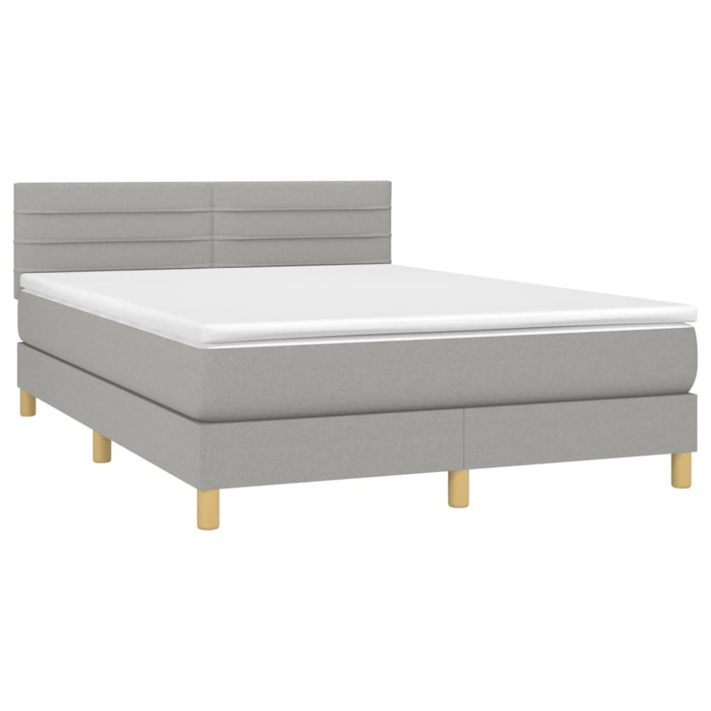 Produktbild för Ramsäng med madrass ljusgrå 140x190 cm tyg