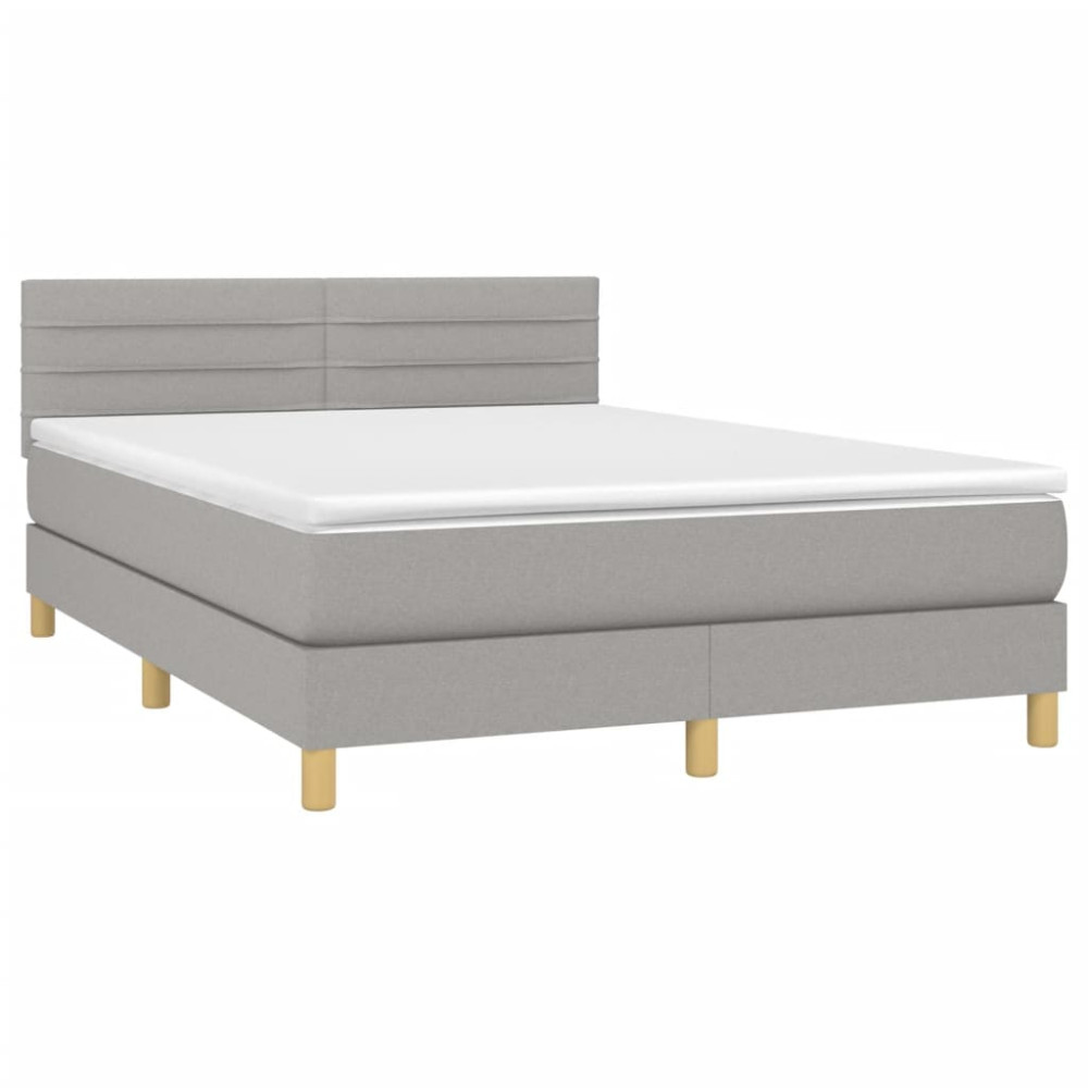 Produktbild för Ramsäng med madrass ljusgrå 140x200 cm tyg