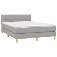 Produktbild för Ramsäng med madrass ljusgrå 140x200 cm tyg