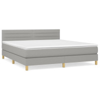 Produktbild för Ramsäng med madrass ljusgrå 160x200 cm tyg