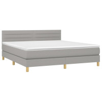 Produktbild för Ramsäng med madrass ljusgrå 160x200 cm tyg