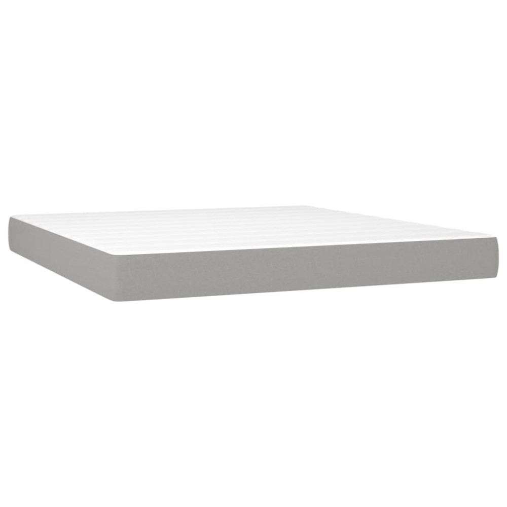 Produktbild för Ramsäng med madrass ljusgrå 160x200 cm tyg