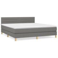 Produktbild för Ramsäng med madrass mörkgrå 160x200 cm tyg