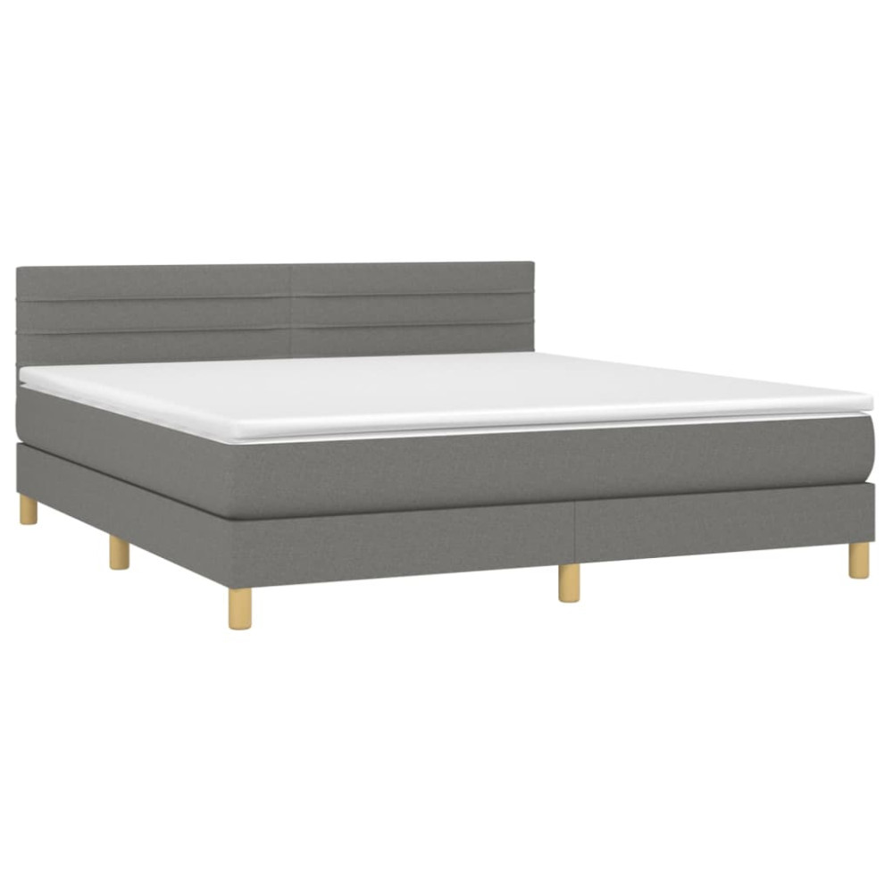 Produktbild för Ramsäng med madrass mörkgrå 160x200 cm tyg
