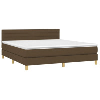 Produktbild för Ramsäng med madrass mörkbrun 160x200 cm tyg