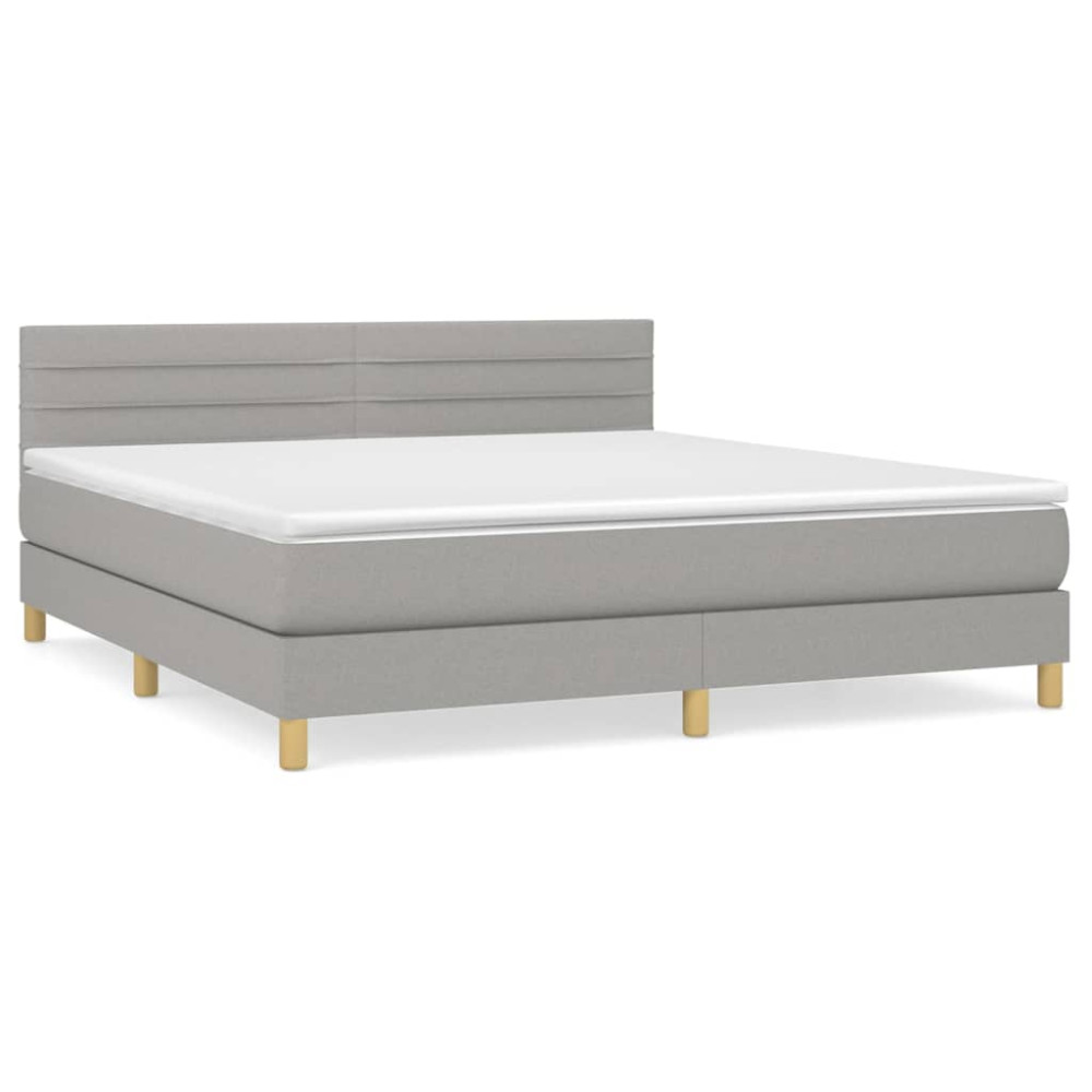 Produktbild för Ramsäng med madrass ljusgrå 180x200 cm tyg