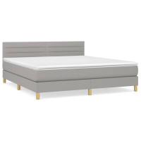 Produktbild för Ramsäng med madrass ljusgrå 180x200 cm tyg