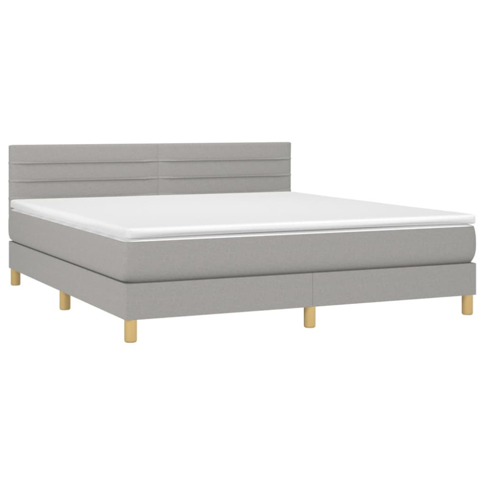 Produktbild för Ramsäng med madrass ljusgrå 180x200 cm tyg