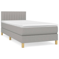 Produktbild för Ramsäng med madrass ljusgrå 80x200 cm tyg