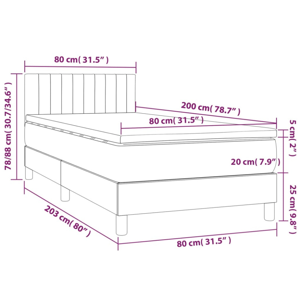 Produktbild för Ramsäng med madrass ljusgrå 80x200 cm tyg