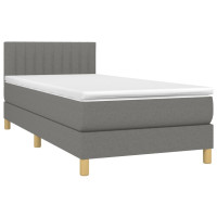Produktbild för Ramsäng med madrass mörkgrå 90x190 cm tyg