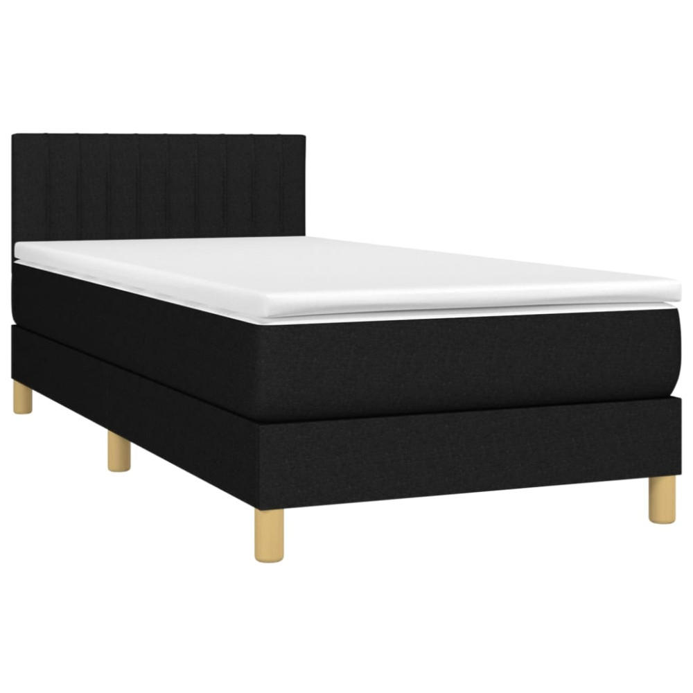 Produktbild för Ramsäng med madrass svart 90x200 cm tyg