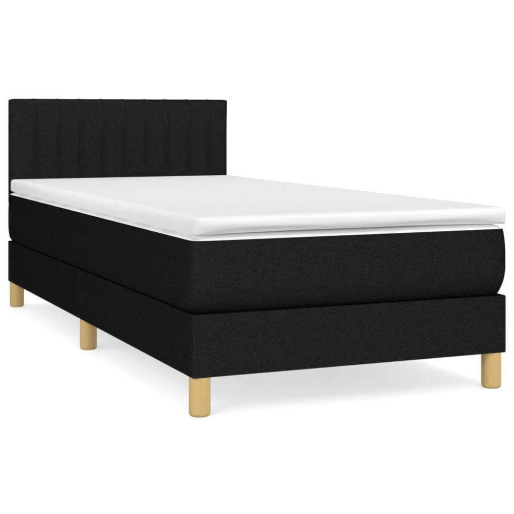 Produktbild för Ramsäng med madrass svart 100x200 cm tyg
