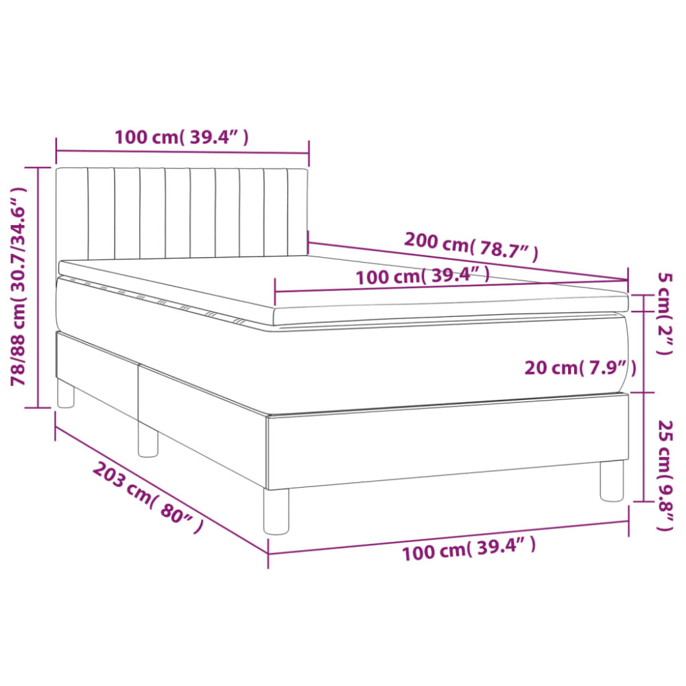 Produktbild för Ramsäng med madrass taupe 100x200 cm tyg