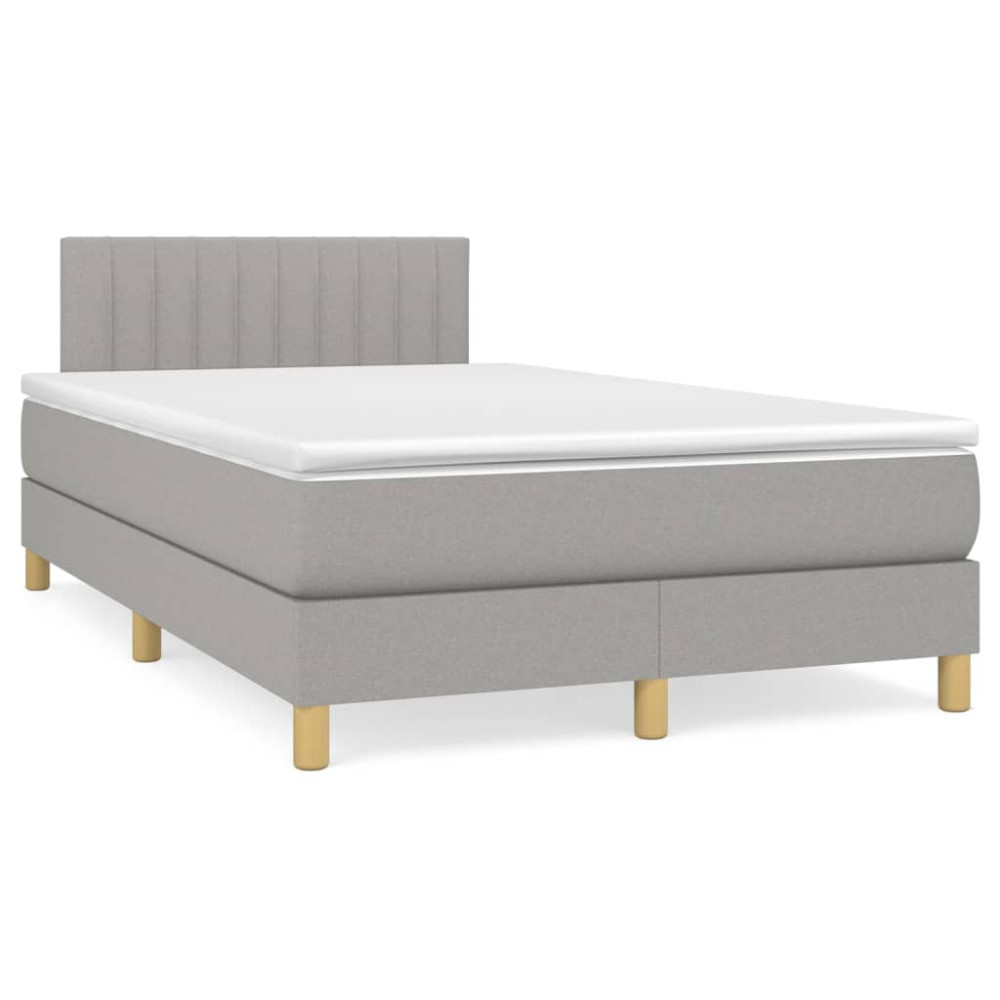 Produktbild för Ramsäng med madrass ljusgrå 120x200 cm tyg
