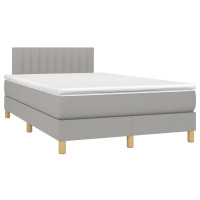 Produktbild för Ramsäng med madrass ljusgrå 120x200 cm tyg