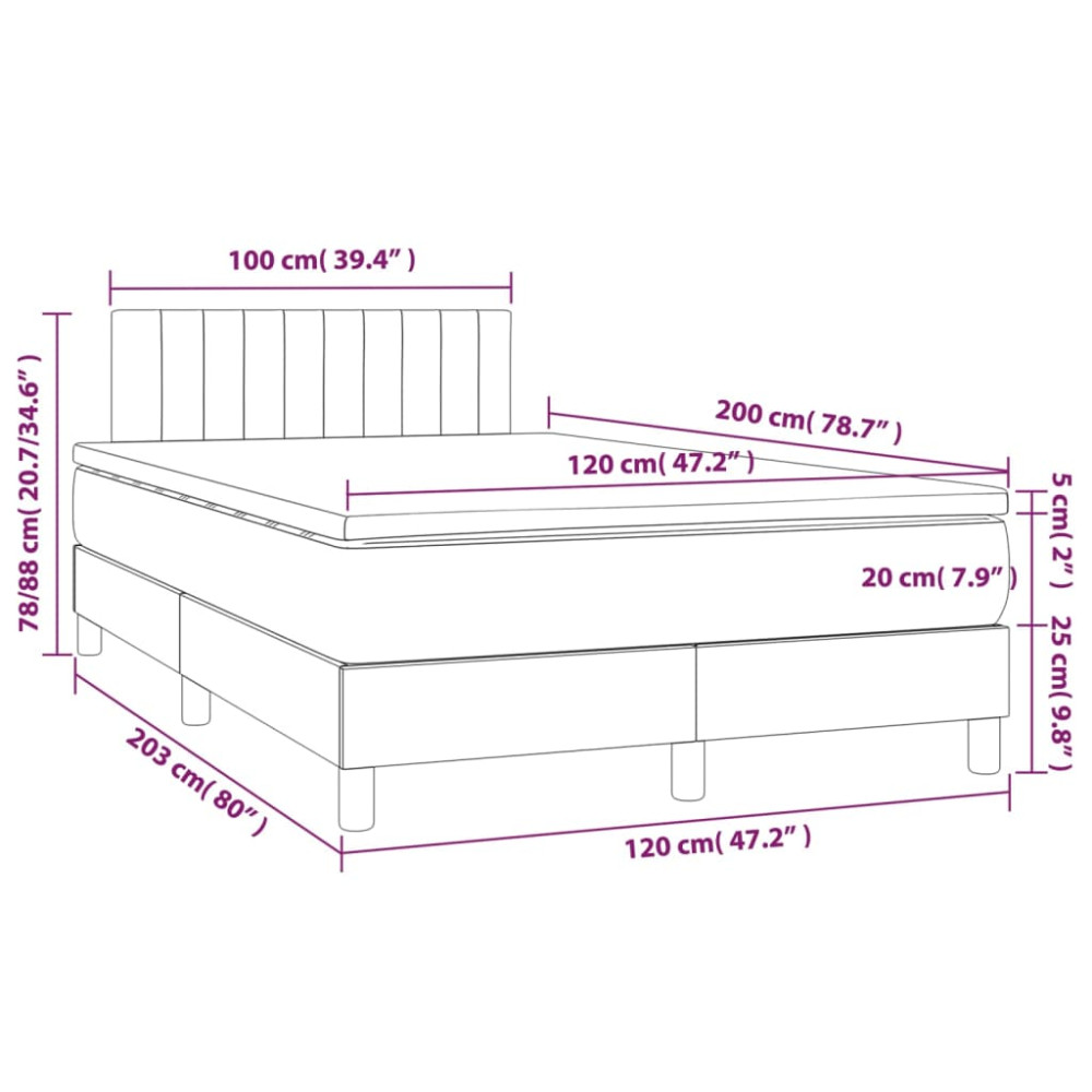 Produktbild för Ramsäng med madrass svart 120x200 cm tyg
