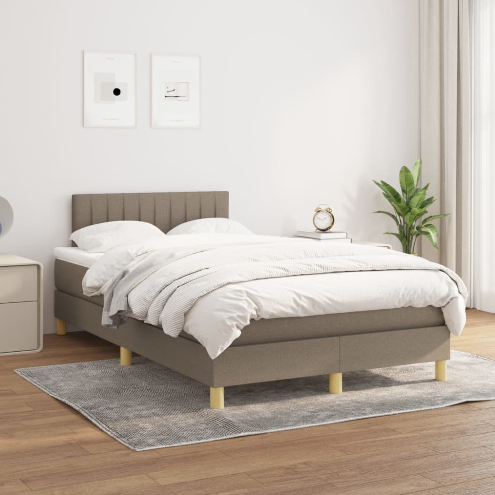 Produktbild för Ramsäng med madrass taupe 120x200 cm tyg