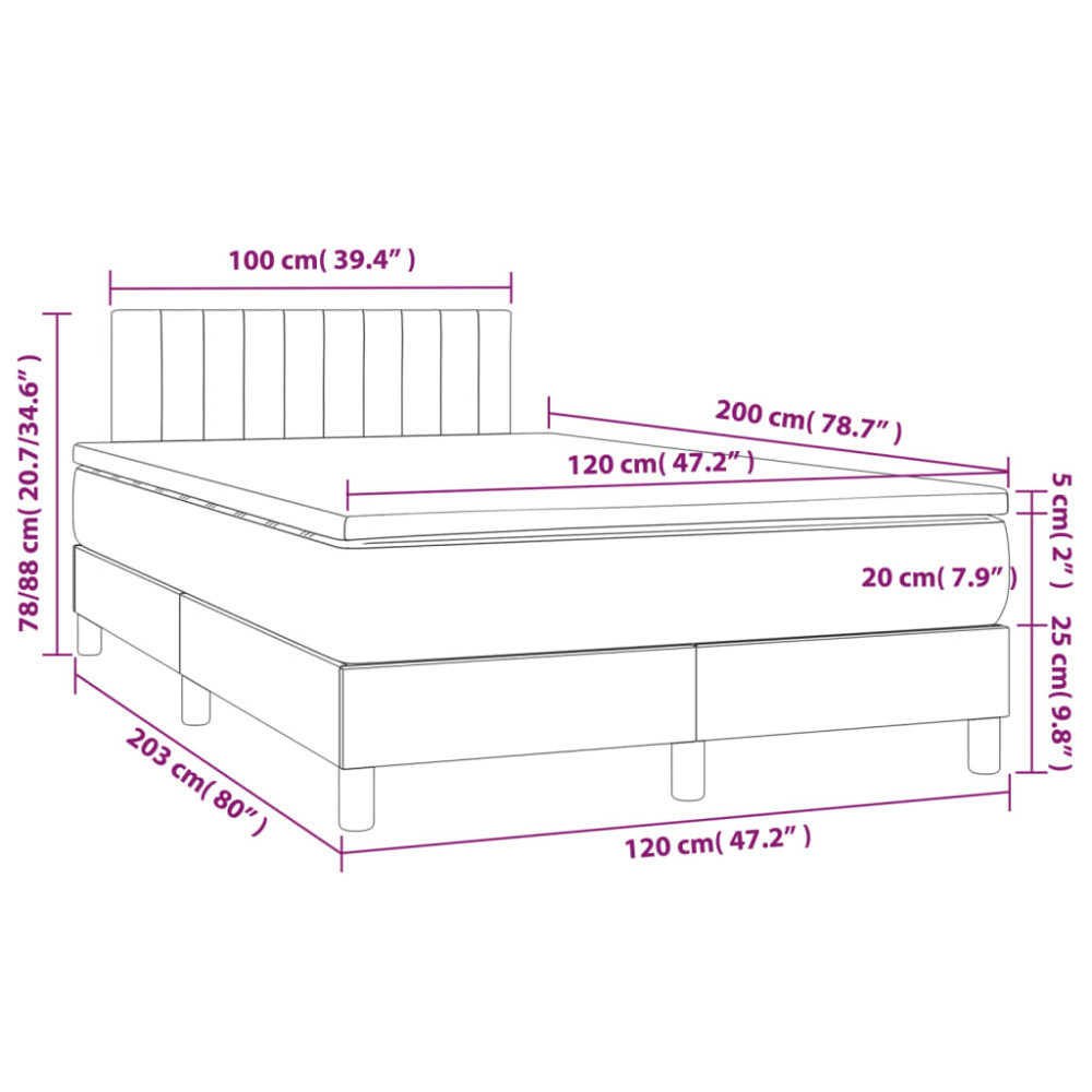 Produktbild för Ramsäng med madrass gräddvit 120x200 cm tyg
