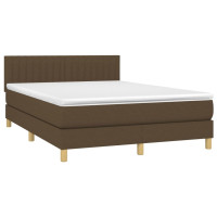 Produktbild för Ramsäng med madrass mörkbrun 140x190 cm tyg