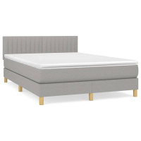 Produktbild för Ramsäng med madrass ljusgrå 140x200 cm tyg