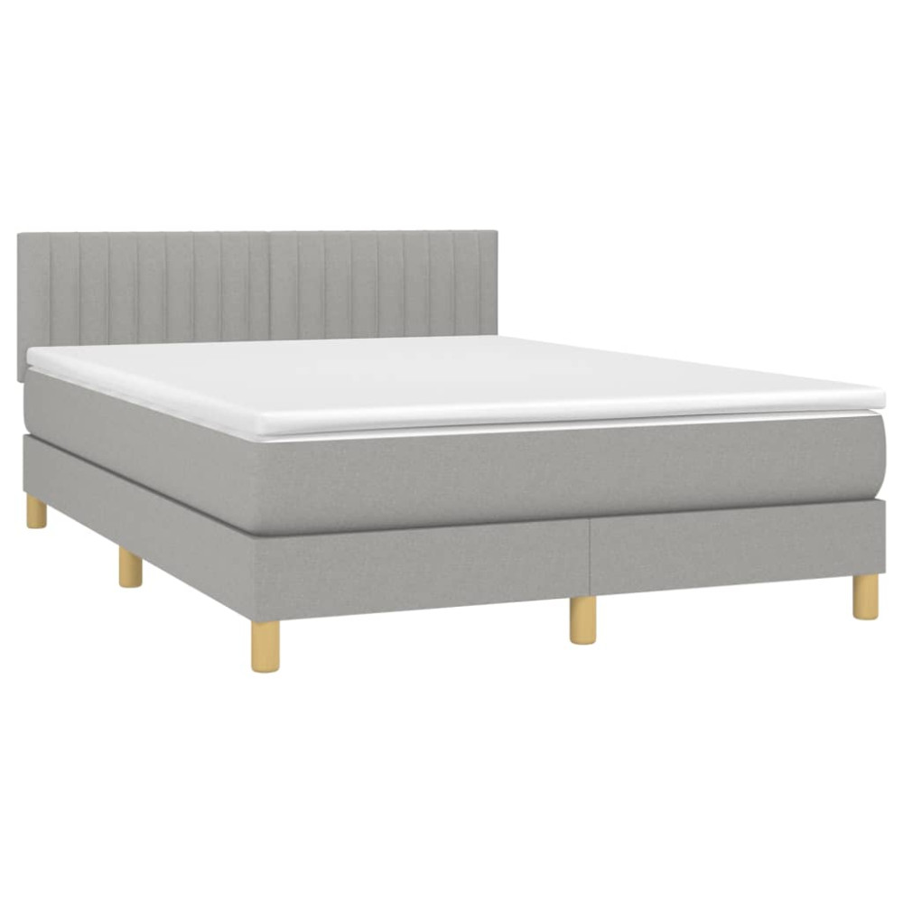 Produktbild för Ramsäng med madrass ljusgrå 140x200 cm tyg