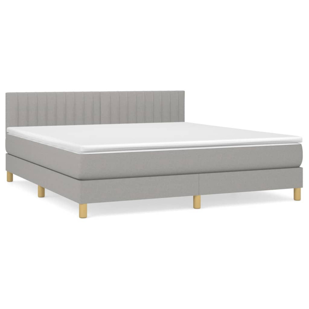 Produktbild för Ramsäng med madrass ljusgrå 160x200 cm tyg