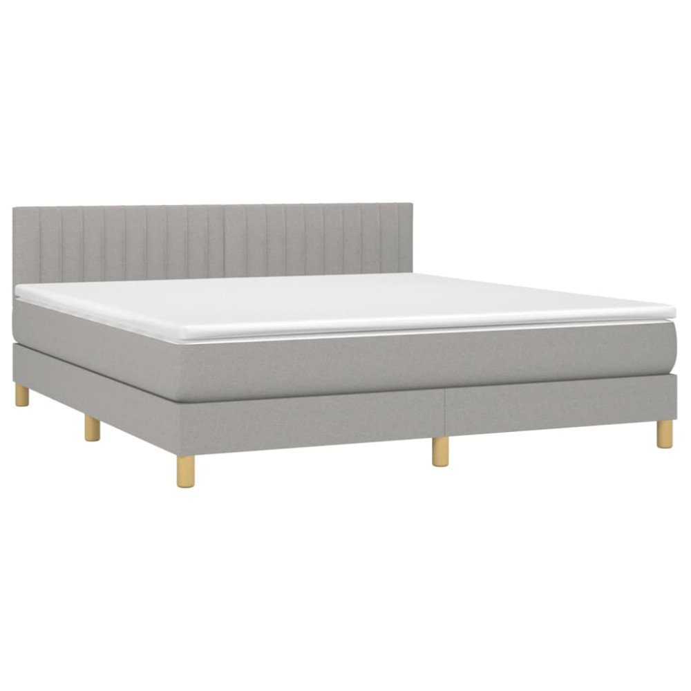 Produktbild för Ramsäng med madrass ljusgrå 160x200 cm tyg