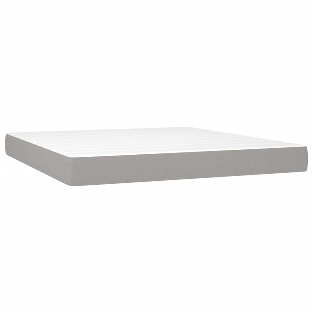 Produktbild för Ramsäng med madrass ljusgrå 160x200 cm tyg