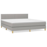 Produktbild för Ramsäng med madrass ljusgrå 180x200 cm tyg