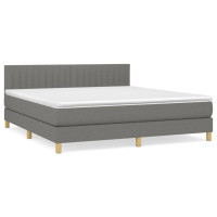 Produktbild för Ramsäng med madrass mörkgrå 180x200 cm tyg