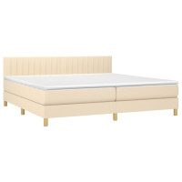 Produktbild för Ramsäng med madrass gräddvit 200x200 cm tyg