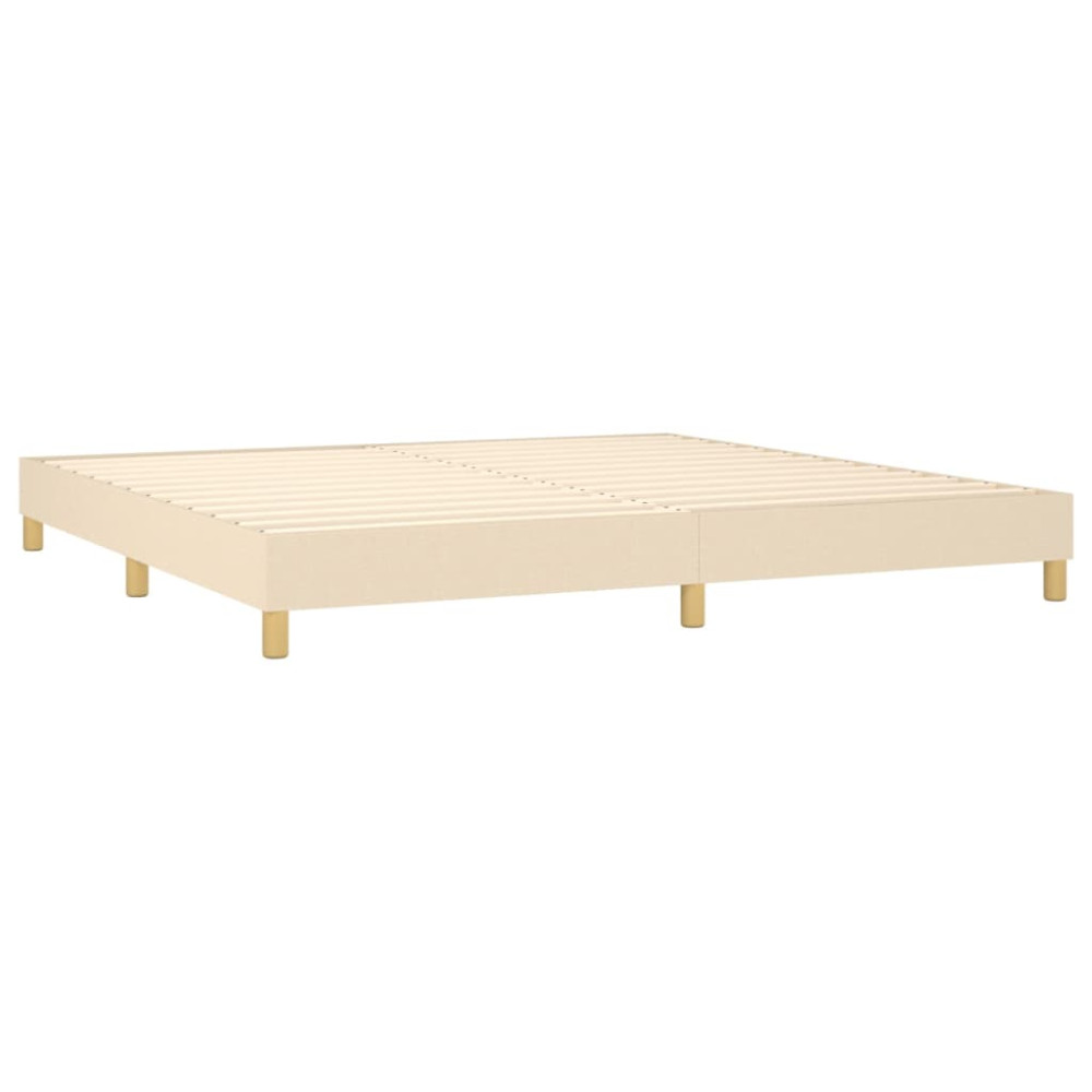 Produktbild för Ramsäng med madrass gräddvit 200x200 cm tyg
