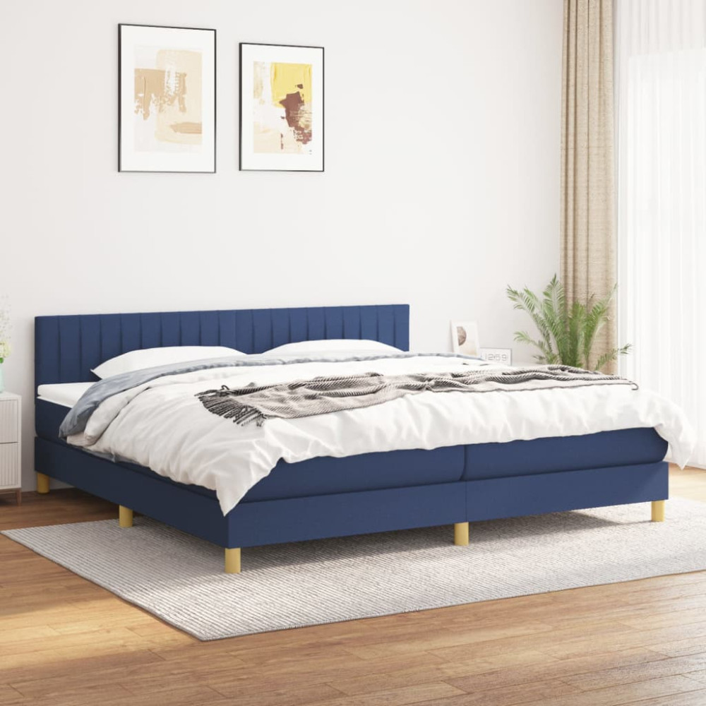 Produktbild för Ramsäng med madrass blå 200x200 cm tyg