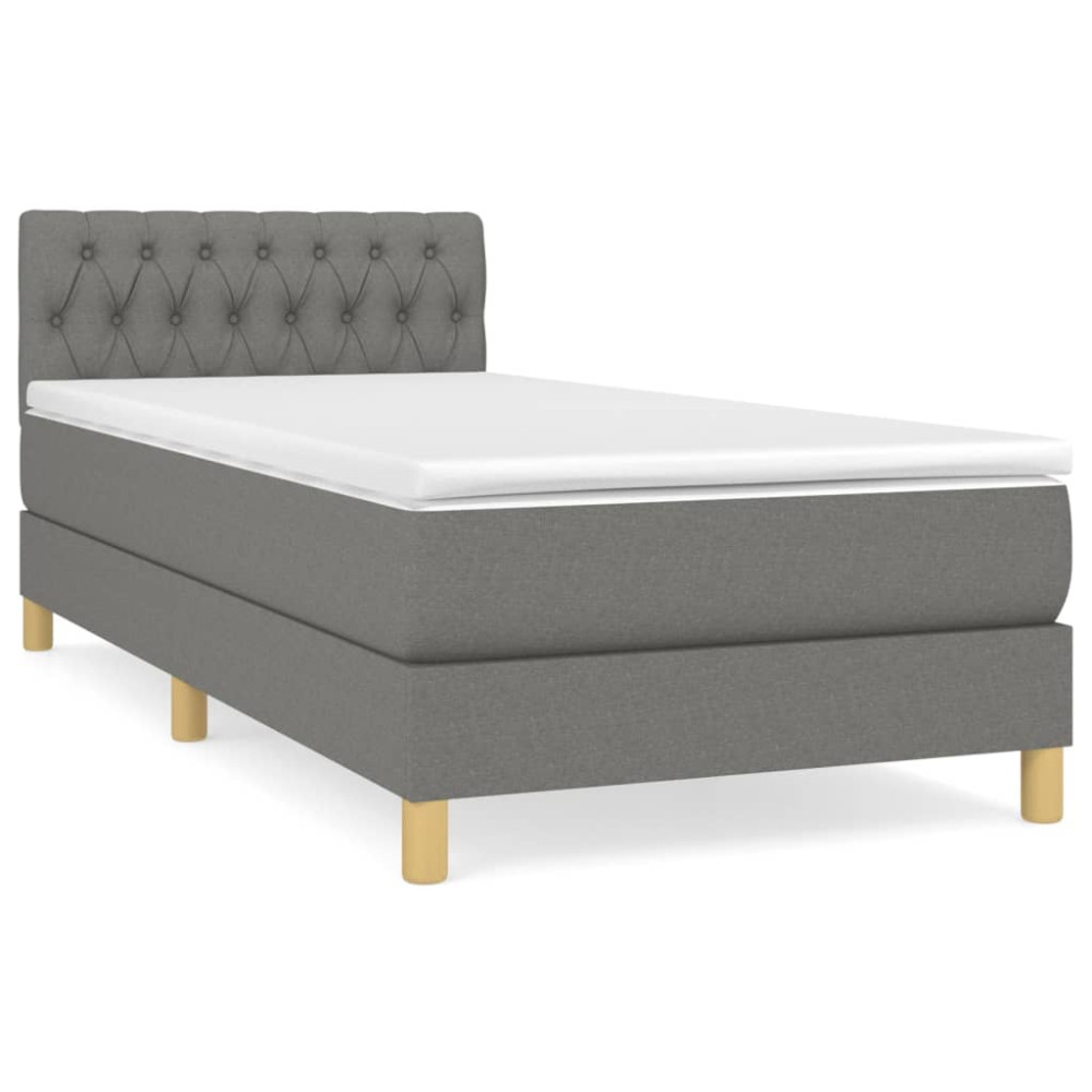 Produktbild för Ramsäng med madrass mörkgrå 80x200 cm tyg