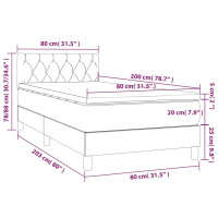 Produktbild för Ramsäng med madrass mörkbrun 80x200 cm tyg
