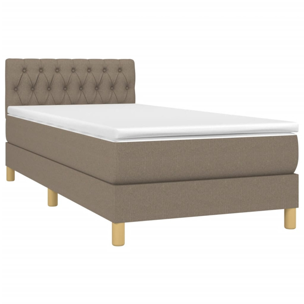 Produktbild för Ramsäng med madrass taupe 90x200 cm tyg