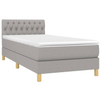 Produktbild för Ramsäng med madrass ljusgrå 100x200 cm tyg