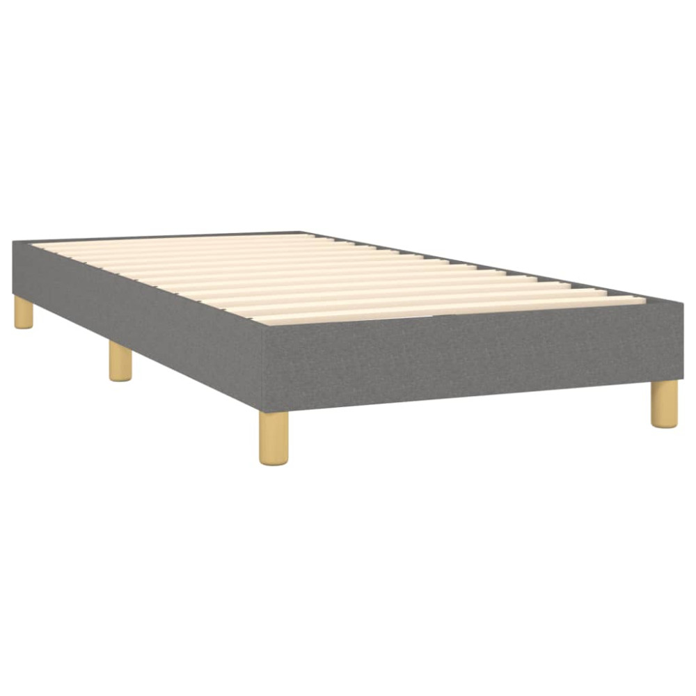 Produktbild för Ramsäng med madrass mörkgrå 100x200 cm tyg