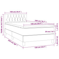 Produktbild för Ramsäng med madrass mörkgrå 100x200 cm tyg