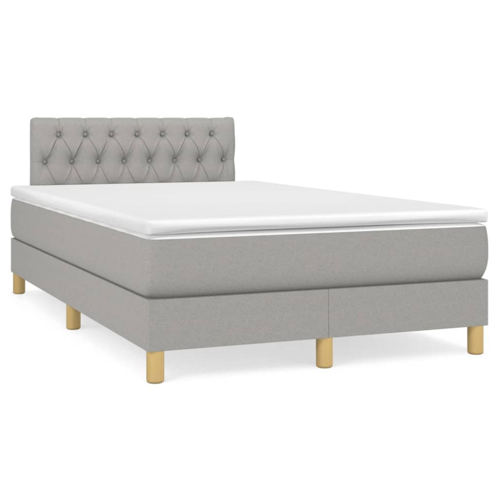 Produktbild för Ramsäng med madrass ljusgrå 120x200 cm tyg