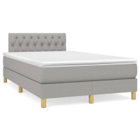 Produktbild för Ramsäng med madrass ljusgrå 120x200 cm tyg