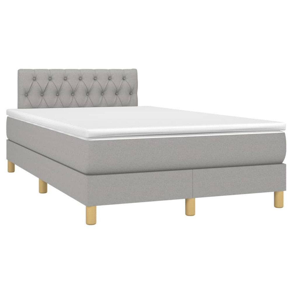 Produktbild för Ramsäng med madrass ljusgrå 120x200 cm tyg