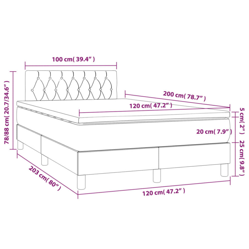 Produktbild för Ramsäng med madrass blå 120x200 cm tyg