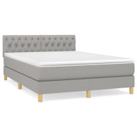 Produktbild för Ramsäng med madrass ljusgrå 140x190 cm tyg
