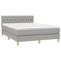 Produktbild för Ramsäng med madrass ljusgrå 140x190 cm tyg