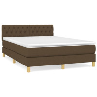 Produktbild för Ramsäng med madrass mörkbrun 140x190 cm tyg