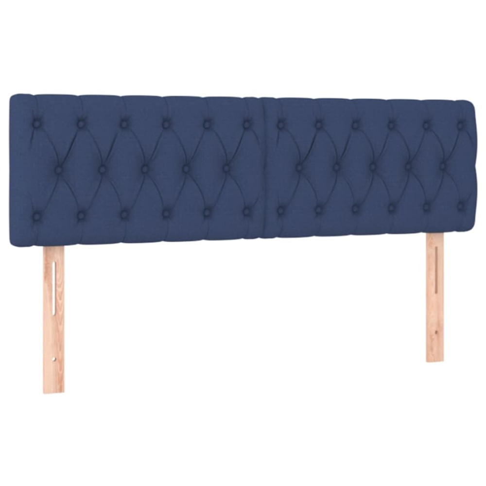 Produktbild för Ramsäng med madrass blå 140x200 cm tyg