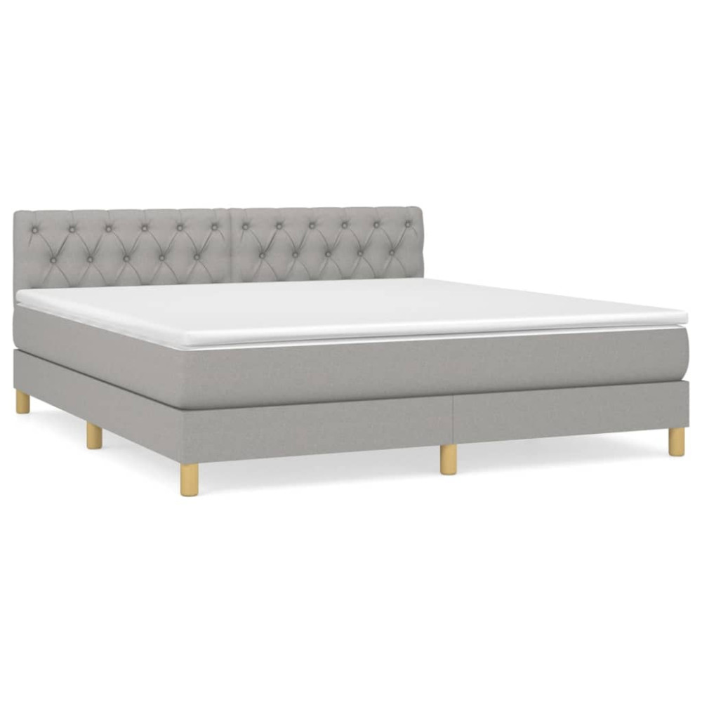 Produktbild för Ramsäng med madrass ljusgrå 160x200 cm tyg