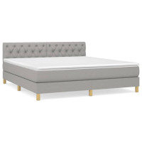 Produktbild för Ramsäng med madrass ljusgrå 160x200 cm tyg